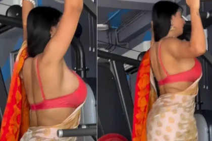 Gym In Saree Woman's Bold Workout Goes Viral On Social Media