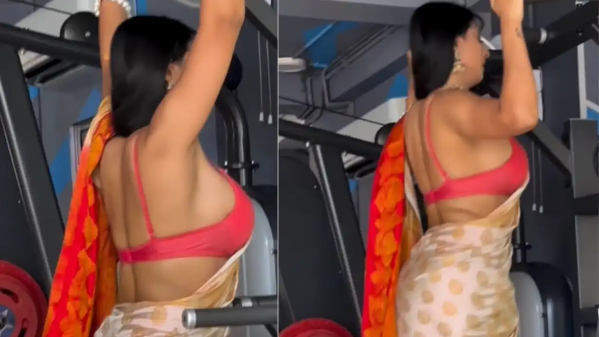 Gym In Saree Woman's Bold Workout Goes Viral On Social Media