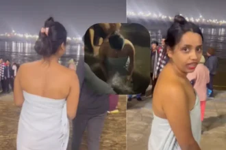 In Maha Kumbh, A Girl Made A Video Of Herself Bathing Wearing Only A Towel