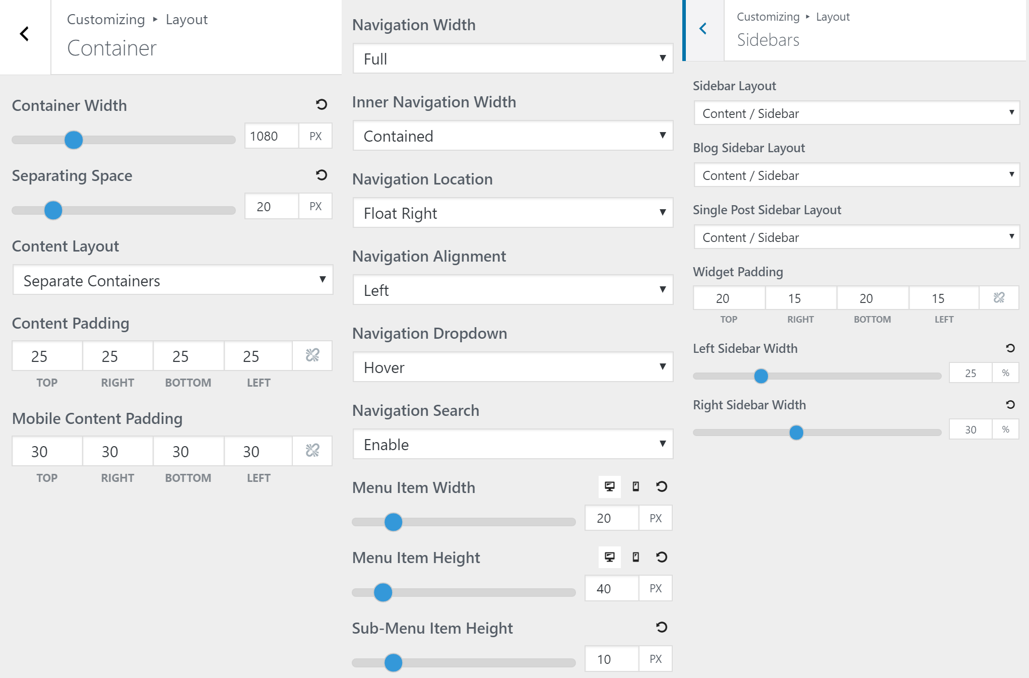 GeneratePress Review : The Perfect Lightweight Theme 9 customizer layout options