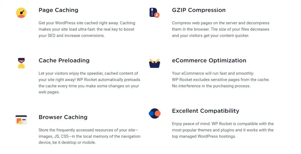 wp rocket features
