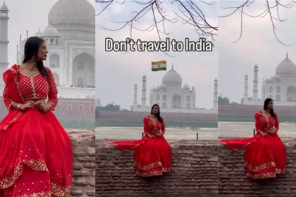 Foreign Woman In A Red Lehenga In Front Of The Taj Mahal Goes Viral