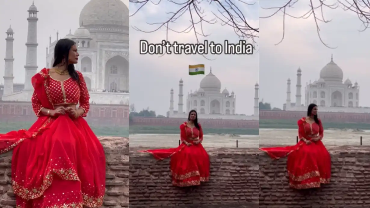 Foreign Woman In A Red Lehenga In Front Of The Taj Mahal Goes Viral