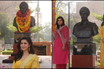 Nimrit Kaur With Fathers Memorial