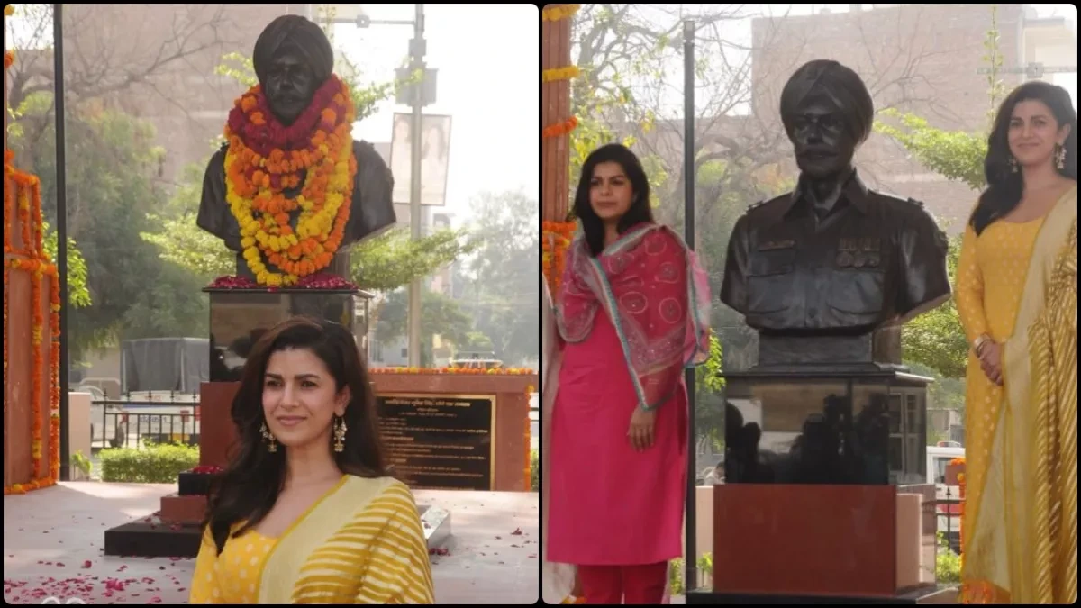 Nimrit Kaur With Fathers Memorial