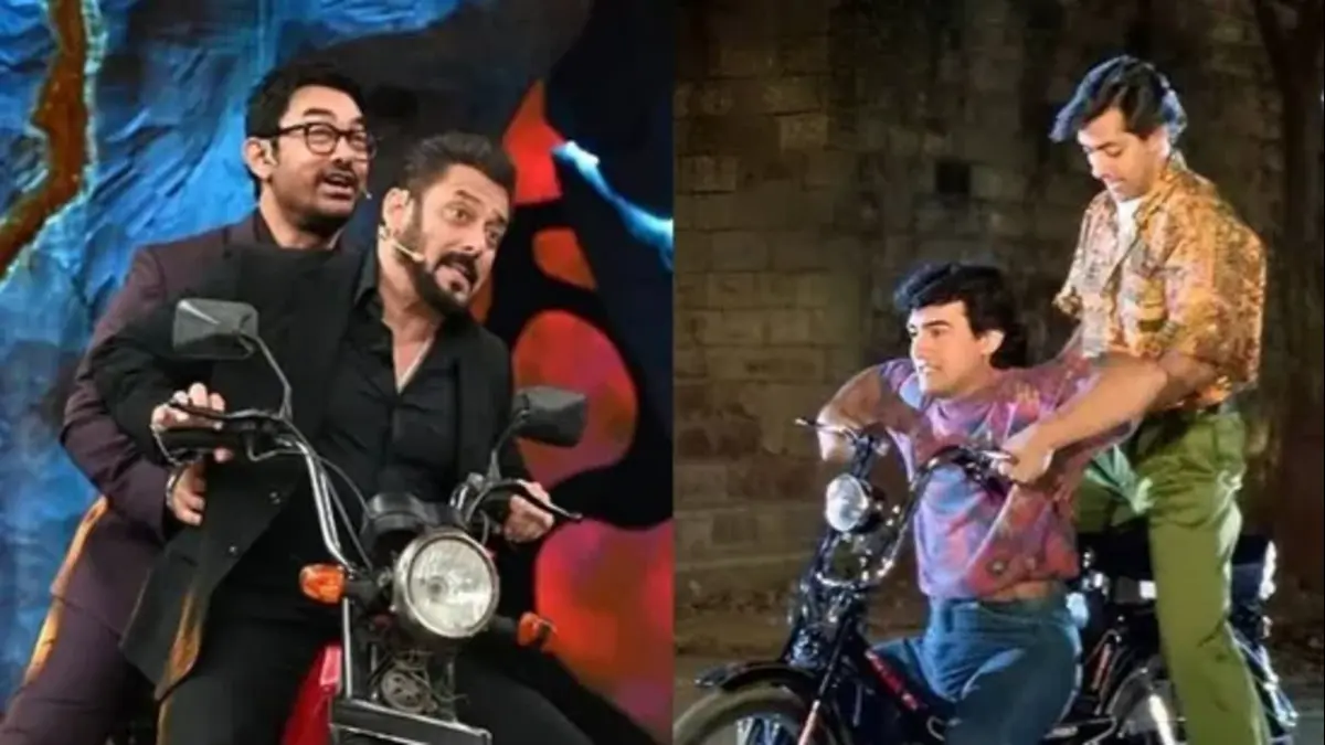 Salman Khan And Amir Khan Recreatig Iconic Scene From Andaz Apna Apna